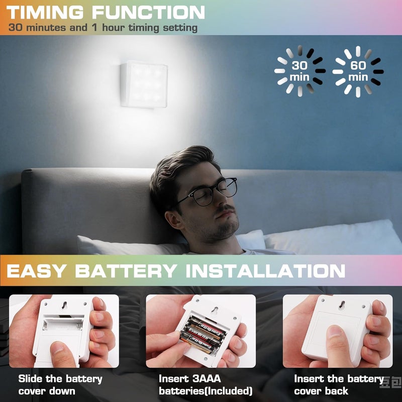 EverBrite Tap Lights, LED Closet Lights Night Lights with Remote Control, Battery Powered RGB Push Lights for Cabinet, Stairway, Party Indoor or Outdoor(6 Pack) - Image 5